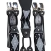 Banned Rockabilly Braces Argyle Grey