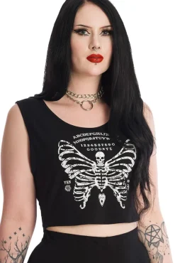 Banned Skeleton Butterfly Cropped Top