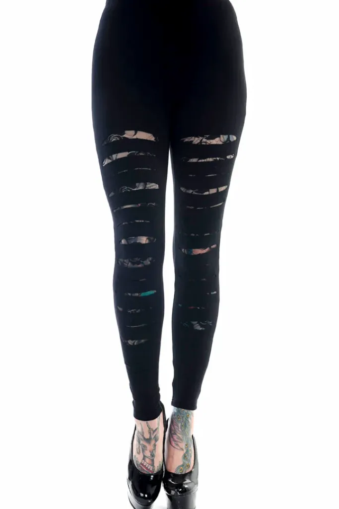 Banned Slashed Black Leggings