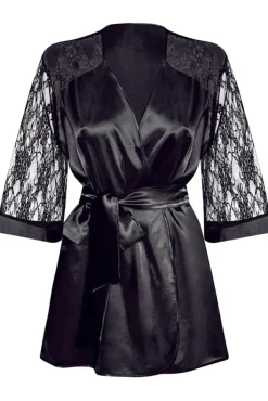 Beauty Night Marissa Peignoir Dressing Gown Black
