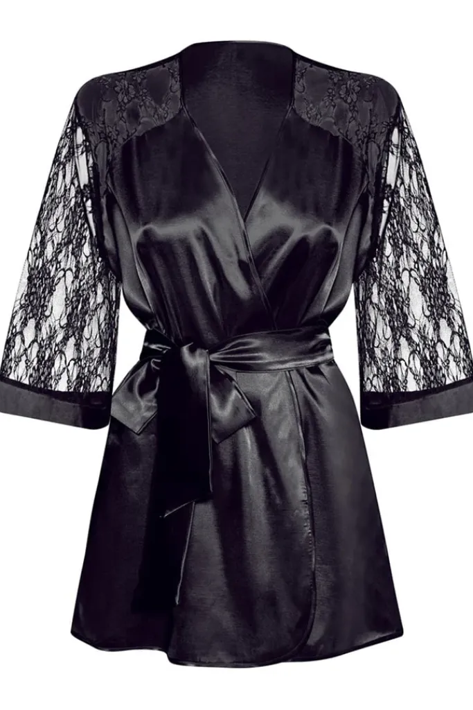 Beauty Night Marissa Peignoir Dressing Gown Black