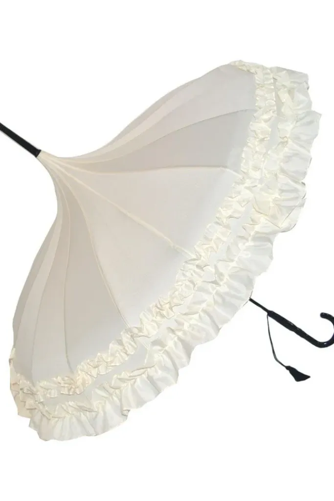 Soake Beige Frilled Gothic Pagoda Umbrella / Parasol