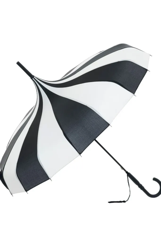 Soake Black and Cream Pagoda Umbrella / Parasol