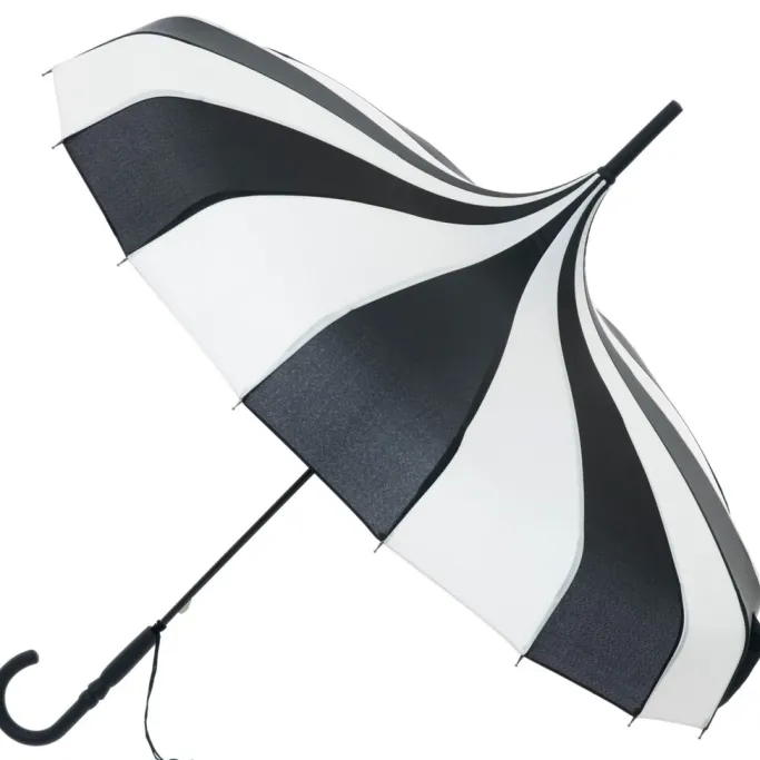 Soake Black and Cream Pagoda Umbrella / Parasol