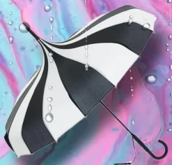 Soake Black and Cream Pagoda Umbrella / Parasol