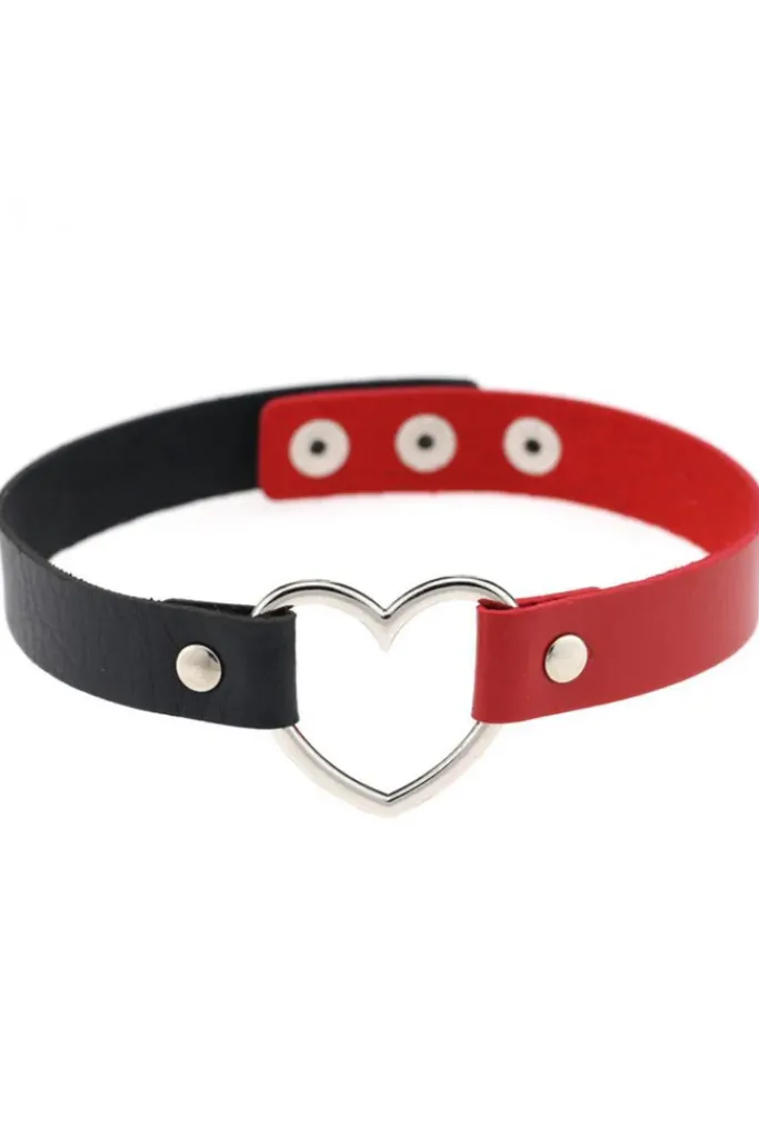 Gothic Collars Black and Red Gothic Heart Choker