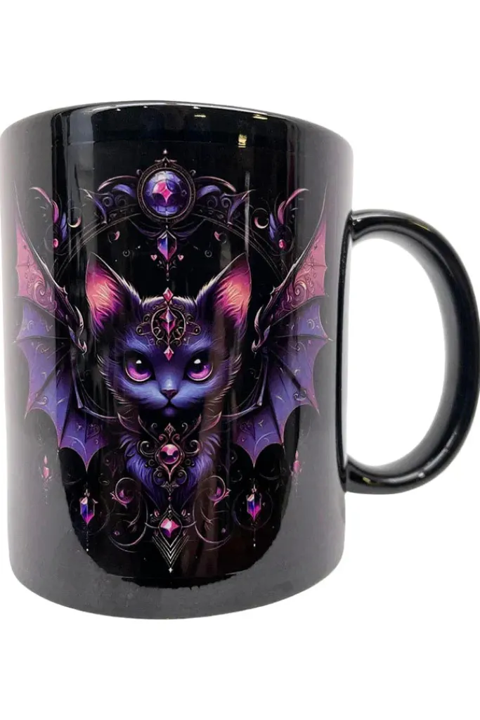 Oakhart Industries Black BatCat Mug Art096