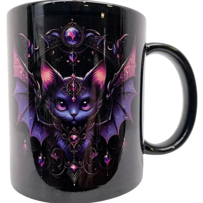 Oakhart Industries Black BatCat Mug Art096