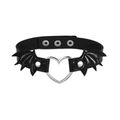 Gothic Collars Black Batwing Heart Choker