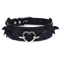 Gothic Collars Black Batwing Heart Collar