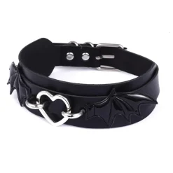 Gothic Collars Black Batwing Heart Collar