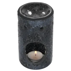 Something Different Black Crackle Pillar Oil Burner