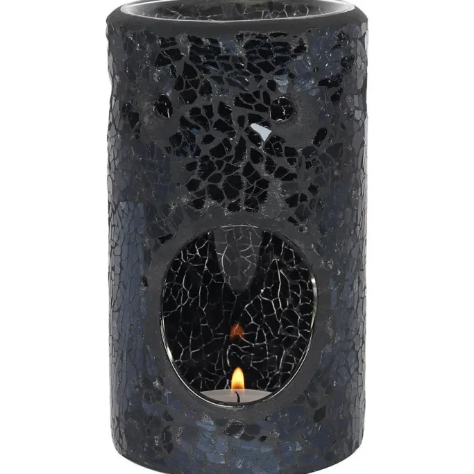 Something Different Black Crackle Pillar Oil Burner