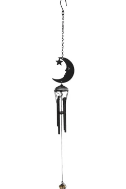 Something Different Black Crescent Moon Cutout Windchime