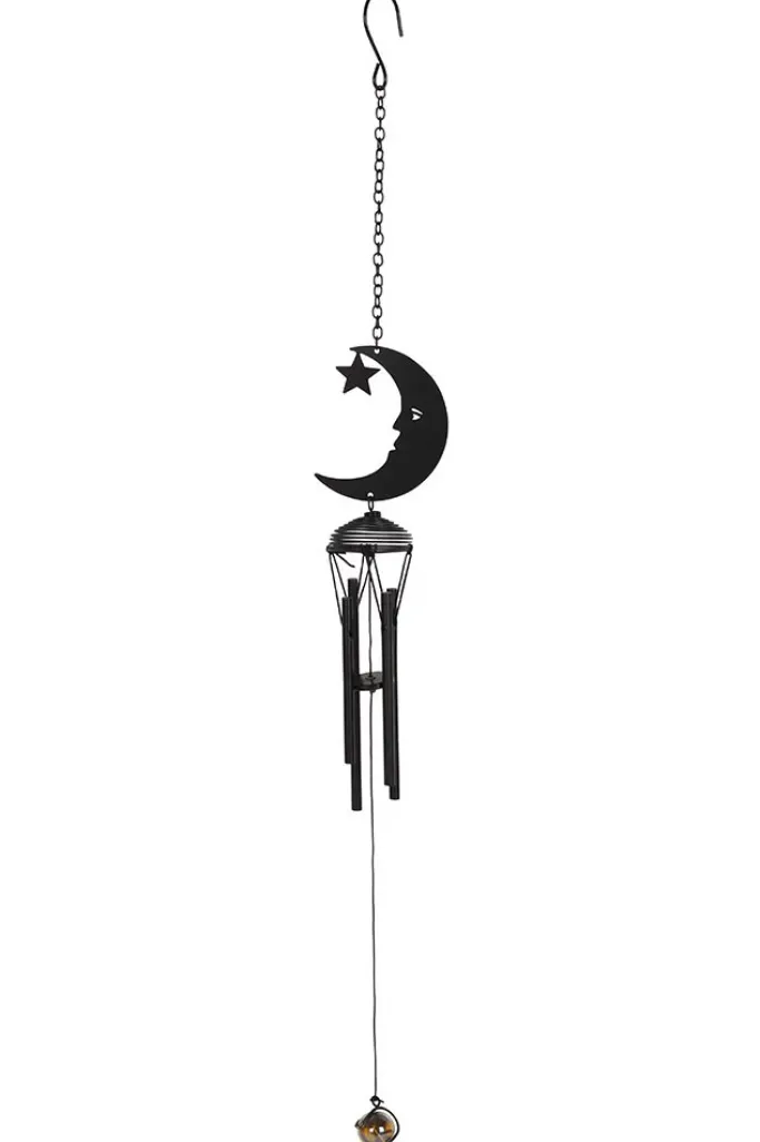 Something Different Black Crescent Moon Cutout Windchime