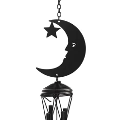 Something Different Black Crescent Moon Cutout Windchime