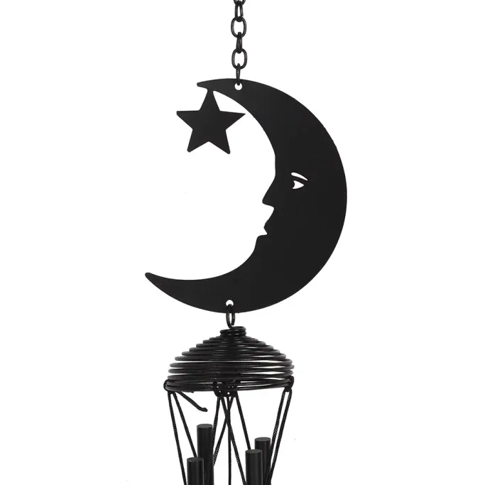 Something Different Black Crescent Moon Cutout Windchime