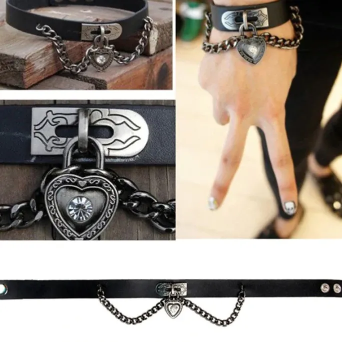 Gothic Collars Black Heart Chain Collar