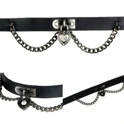 Gothic Collars Black Heart Chain Collar