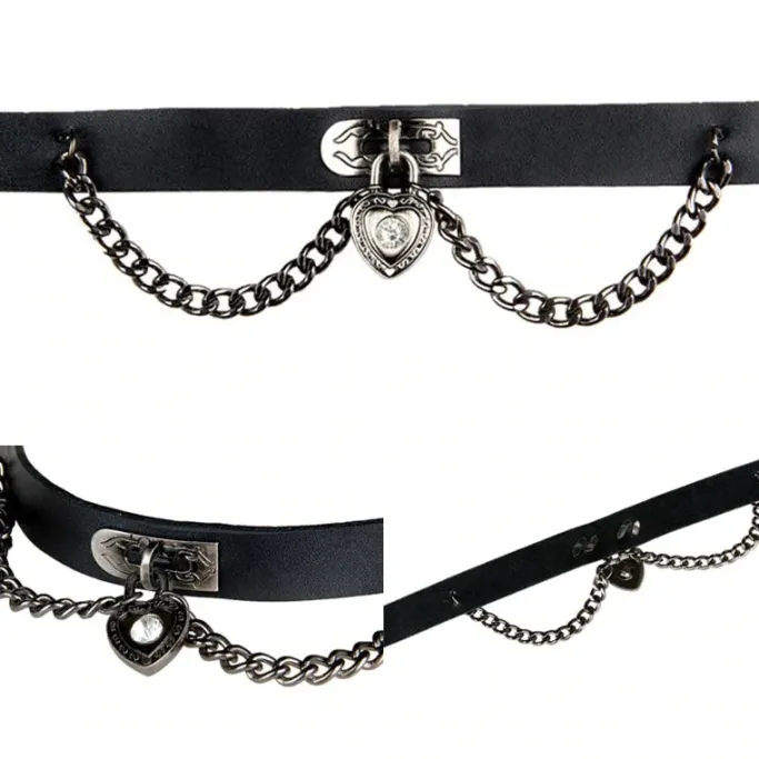 Gothic Collars Black Heart Chain Collar