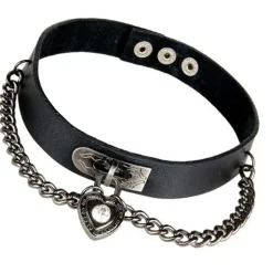 Gothic Collars Black Heart Chain Collar