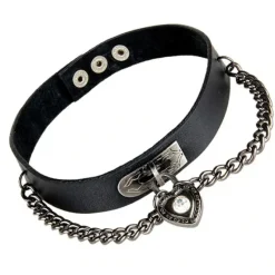 Gothic Collars Black Heart Chain Collar