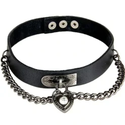 Gothic Collars Black Heart Chain Collar