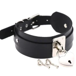 Gothic Collars Black Heart Padlock Collar