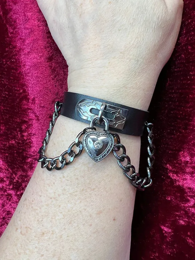 Gothic and Steampunk Jewellery Black Heart Wrist Cuff Bracelet