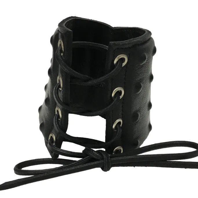 Angel Clothing Black Leather Lace Up Studded Gauntlet
