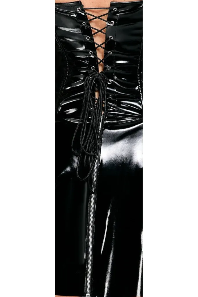 Black Level Corset Vinyl Dress