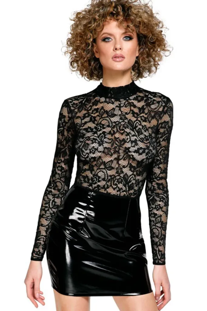Black Level Lace and Vinyl Dress