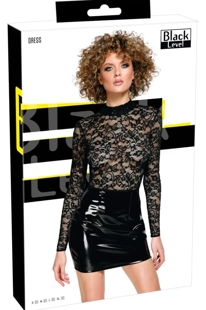 Black Level Lace and Vinyl Dress