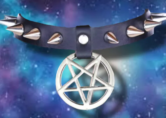 Gothic Collars Black Pentagram Spiked Collar