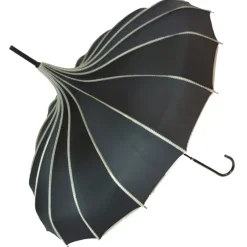 Soake Black Ribbed Pagoda Umbrella / Parasol