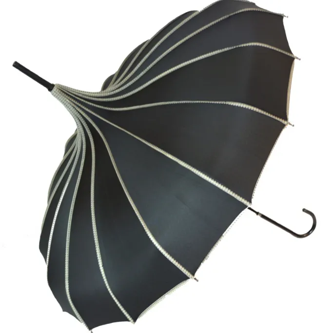 Soake Black Ribbed Pagoda Umbrella / Parasol