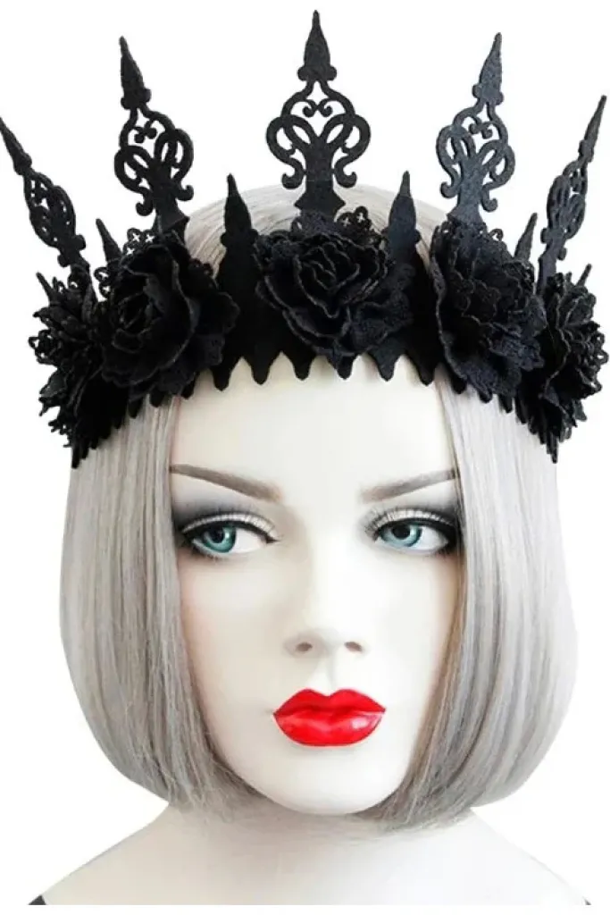 Gothic Hair Accessories Black Rose Gothic Crown