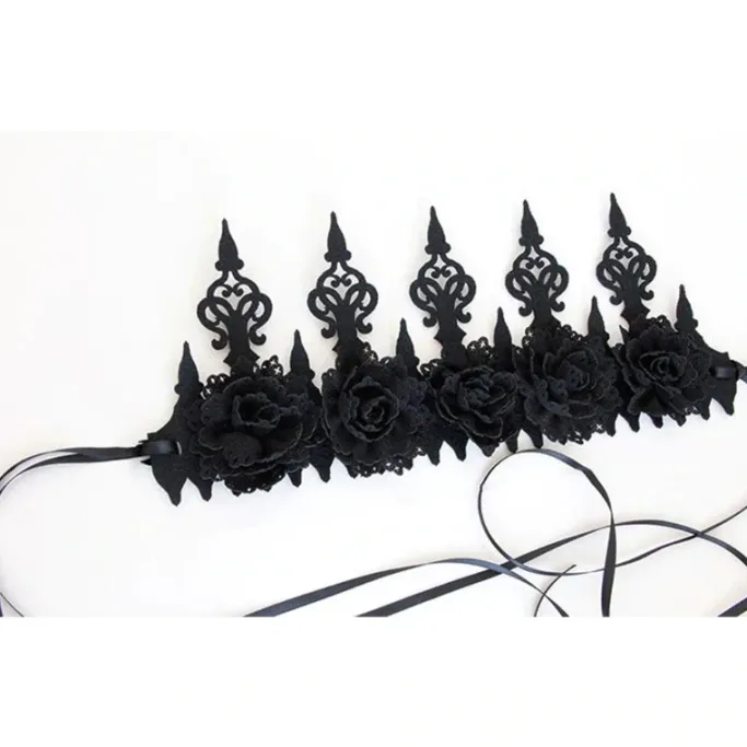 Gothic Hair Accessories Black Rose Gothic Crown