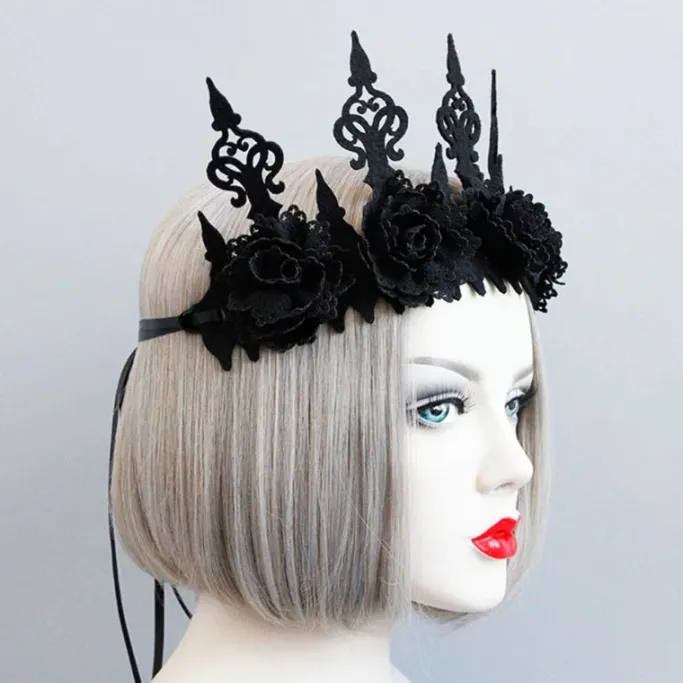 Gothic Hair Accessories Black Rose Gothic Crown