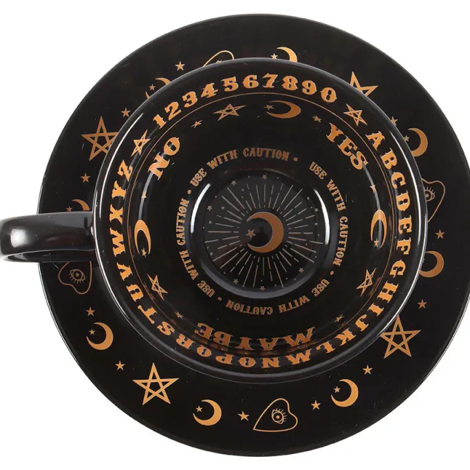 Something Different Black Talking Board Teacup and Saucer