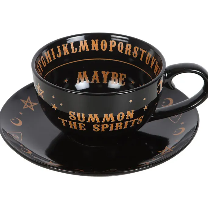 Something Different Black Talking Board Teacup and Saucer