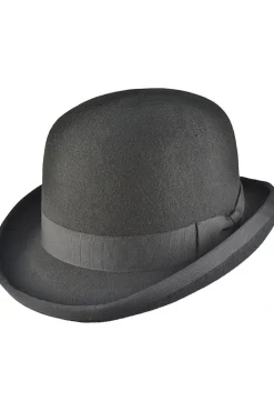 Euro Accessories Black Wool Felt Steampunk Bowler Hat