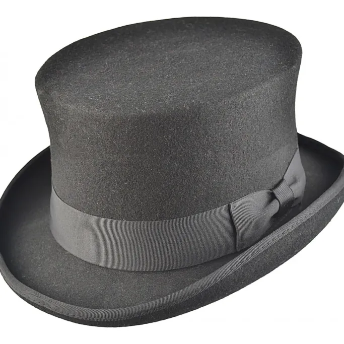 Euro Accessories Black Wool Felt Steampunk Top Hat