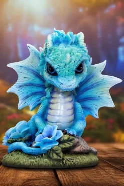 Nemesis Now Blue Poppy Flower Dragon Figurine
