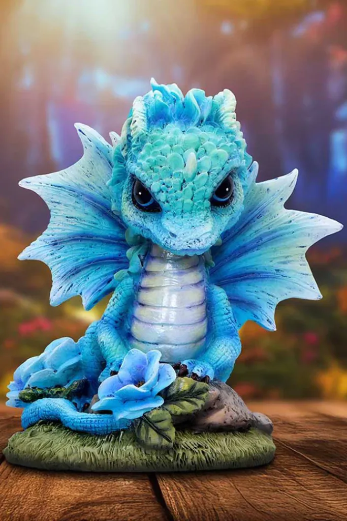 Nemesis Now Blue Poppy Flower Dragon Figurine