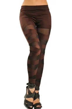 Gothic Accessories Brown Bandage Mesh Leggings