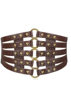 Gothic Accessories Brown Faux Leather O-Ring Waist Belt