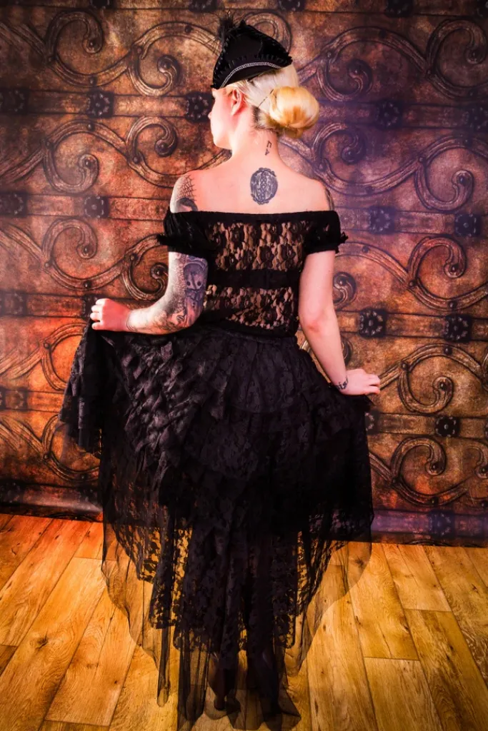Burleska Black Lace Ophelie Waterfall Skirt