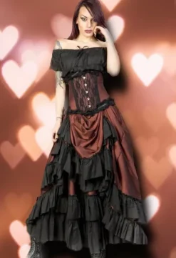 Burleska Carnation Victorian Maxi Skirt Brass
