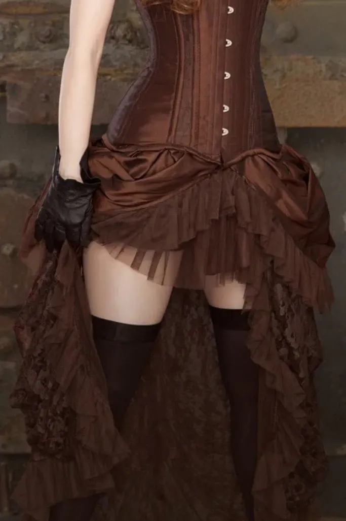 Burleska Elvira Long Steampunk Skirt Brown